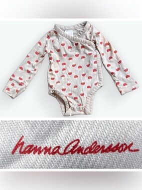 Hanna Andersson Mushroom Toadstool Printed Long-Sleeved Onesie ~ 3-6 M